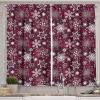 Ambesonne Christmas Kitchen Curtains, Winter Night Country Landscape with Little House Among Pine Trees and Snow, Window Drapes 2 Panel Set for Kitchen Cafe Decor, 55″ x 39″, Navy Blue Yellow(Maroon White Multicolor)