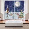 Ambesonne Christmas Kitchen Curtains, Winter Night Country Landscape with Little House Among Pine Trees and Snow, Window Drapes 2 Panel Set for Kitchen Cafe Decor, 55″ x 39″, Navy Blue Yellow(White Blue)