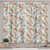 Ambesonne Christmas Kitchen Curtains, Winter Night Country Landscape with Little House Among Pine Trees and Snow, Window Drapes 2 Panel Set for Kitchen Cafe Decor, 55″ x 39″, Navy Blue Yellow(Pale Sage Green Orange)