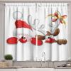 Ambesonne Christmas Kitchen Curtains, Winter Night Country Landscape with Little House Among Pine Trees and Snow, Window Drapes 2 Panel Set for Kitchen Cafe Decor, 55″ x 39″, Navy Blue Yellow(Vermilion Caramel White)