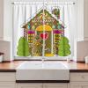 Ambesonne Christmas Kitchen Curtains, Winter Night Country Landscape with Little House Among Pine Trees and Snow, Window Drapes 2 Panel Set for Kitchen Cafe Decor, 55″ x 39″, Navy Blue Yellow(Umber)