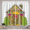 Ambesonne Christmas Kitchen Curtains, Winter Night Country Landscape with Little House Among Pine Trees and Snow, Window Drapes 2 Panel Set for Kitchen Cafe Decor, 55″ x 39″, Navy Blue Yellow(Umber)