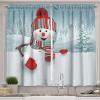 Ambesonne Christmas Kitchen Curtains, Winter Night Country Landscape with Little House Among Pine Trees and Snow, Window Drapes 2 Panel Set for Kitchen Cafe Decor, 55″ x 39″, Navy Blue Yellow(Teal Red)