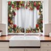 Ambesonne Christmas Kitchen Curtains, Winter Night Country Landscape with Little House Among Pine Trees and Snow, Window Drapes 2 Panel Set for Kitchen Cafe Decor, 55″ x 39″, Navy Blue Yellow(Vermilion Green)