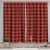 Ambesonne Christmas Kitchen Curtains, Winter Night Country Landscape with Little House Among Pine Trees and Snow, Window Drapes 2 Panel Set for Kitchen Cafe Decor, 55″ x 39″, Navy Blue Yellow(Orange Black)