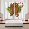 Ambesonne Christmas Kitchen Curtains, Winter Night Country Landscape with Little House Among Pine Trees and Snow, Window Drapes 2 Panel Set for Kitchen Cafe Decor, 55″ x 39″, Navy Blue Yellow(Brown Green)
