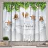 Ambesonne Christmas Kitchen Curtains, Winter Night Country Landscape with Little House Among Pine Trees and Snow, Window Drapes 2 Panel Set for Kitchen Cafe Decor, 55″ x 39″, Navy Blue Yellow(Brown Grey)