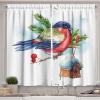 Ambesonne Christmas Kitchen Curtains, Winter Night Country Landscape with Little House Among Pine Trees and Snow, Window Drapes 2 Panel Set for Kitchen Cafe Decor, 55″ x 39″, Navy Blue Yellow(Green Royal Blue)