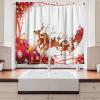 Ambesonne Christmas Kitchen Curtains, Winter Night Country Landscape with Little House Among Pine Trees and Snow, Window Drapes 2 Panel Set for Kitchen Cafe Decor, 55″ x 39″, Navy Blue Yellow(Brown White)