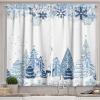 Ambesonne Christmas Kitchen Curtains, Winter Night Country Landscape with Little House Among Pine Trees and Snow, Window Drapes 2 Panel Set for Kitchen Cafe Decor, 55″ x 39″, Navy Blue Yellow(Blue White)