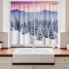Ambesonne Christmas Kitchen Curtains, Winter Night Country Landscape with Little House Among Pine Trees and Snow, Window Drapes 2 Panel Set for Kitchen Cafe Decor, 55″ x 39″, Navy Blue Yellow(Multi Color)