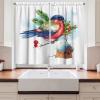 Ambesonne Christmas Kitchen Curtains, Winter Night Country Landscape with Little House Among Pine Trees and Snow, Window Drapes 2 Panel Set for Kitchen Cafe Decor, 55″ x 39″, Navy Blue Yellow(Green Royal Blue)