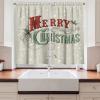 Ambesonne Christmas Kitchen Curtains, Winter Night Country Landscape with Little House Among Pine Trees and Snow, Window Drapes 2 Panel Set for Kitchen Cafe Decor, 55″ x 39″, Navy Blue Yellow(Eggshell Sea Green Ruby)