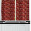 Ambesonne Christmas Kitchen Curtains, Winter Night Country Landscape with Little House Among Pine Trees and Snow, Window Drapes 2 Panel Set for Kitchen Cafe Decor, 55″ x 39″, Navy Blue Yellow(Red Yellow and White)
