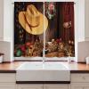 Ambesonne Christmas Kitchen Curtains, Winter Night Country Landscape with Little House Among Pine Trees and Snow, Window Drapes 2 Panel Set for Kitchen Cafe Decor, 55″ x 39″, Navy Blue Yellow(Cream Brown)