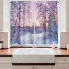 Ambesonne Christmas Kitchen Curtains, Winter Night Country Landscape with Little House Among Pine Trees and Snow, Window Drapes 2 Panel Set for Kitchen Cafe Decor, 55″ x 39″, Navy Blue Yellow(Lavender Lilac White)