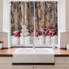 Ambesonne Christmas Kitchen Curtains, Winter Night Country Landscape with Little House Among Pine Trees and Snow, Window Drapes 2 Panel Set for Kitchen Cafe Decor, 55″ x 39″, Navy Blue Yellow(White Brown)