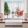 Ambesonne Christmas Kitchen Curtains, Winter Night Country Landscape with Little House Among Pine Trees and Snow, Window Drapes 2 Panel Set for Kitchen Cafe Decor, 55″ x 39″, Navy Blue Yellow(Green Coffee Brown)