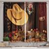 Ambesonne Christmas Kitchen Curtains, Winter Night Country Landscape with Little House Among Pine Trees and Snow, Window Drapes 2 Panel Set for Kitchen Cafe Decor, 55″ x 39″, Navy Blue Yellow(Cream Brown)