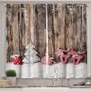 Ambesonne Christmas Kitchen Curtains, Winter Night Country Landscape with Little House Among Pine Trees and Snow, Window Drapes 2 Panel Set for Kitchen Cafe Decor, 55″ x 39″, Navy Blue Yellow(White Brown)