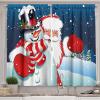 Ambesonne Christmas Kitchen Curtains, Winter Night Country Landscape with Little House Among Pine Trees and Snow, Window Drapes 2 Panel Set for Kitchen Cafe Decor, 55″ x 39″, Navy Blue Yellow(Blue Red White)