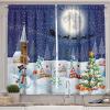 Ambesonne Christmas Kitchen Curtains, Winter Night Country Landscape with Little House Among Pine Trees and Snow, Window Drapes 2 Panel Set for Kitchen Cafe Decor, 55″ x 39″, Navy Blue Yellow(White Blue)
