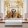 Ambesonne Christmas Kitchen Curtains, Winter Night Country Landscape with Little House Among Pine Trees and Snow, Window Drapes 2 Panel Set for Kitchen Cafe Decor, 55″ x 39″, Navy Blue Yellow(Coffee Caramel)