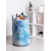 Ambesonne Christmas Laundry Bag, Xmas Town with Buildings and Winter Season Snowing Landscape Illustration, Hamper Basket with Handle Drawstring Closure for Laundromats, 13″ x 19″, Pale Blue Pearl(Pale Blue Night Blue)