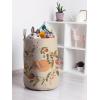 Ambesonne Christmas Laundry Bag, Xmas Town with Buildings and Winter Season Snowing Landscape Illustration, Hamper Basket with Handle Drawstring Closure for Laundromats, 13″ x 19″, Pale Blue Pearl(Peach Pale Vermilion)