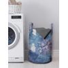 Ambesonne Christmas Laundry Bag, Xmas Town with Buildings and Winter Season Snowing Landscape Illustration, Hamper Basket with Handle Drawstring Closure for Laundromats, 13″ x 19″, Pale Blue Pearl(Slate Blue Night Blue)