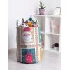 Ambesonne Christmas Laundry Bag, Xmas Town with Buildings and Winter Season Snowing Landscape Illustration, Hamper Basket with Handle Drawstring Closure for Laundromats, 13″ x 19″, Pale Blue Pearl(Tan Multicolor)