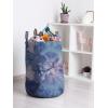 Ambesonne Christmas Laundry Bag, Xmas Town with Buildings and Winter Season Snowing Landscape Illustration, Hamper Basket with Handle Drawstring Closure for Laundromats, 13″ x 19″, Pale Blue Pearl(Slate Blue Night Blue)