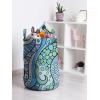 Ambesonne Christmas Laundry Bag, Xmas Town with Buildings and Winter Season Snowing Landscape Illustration, Hamper Basket with Handle Drawstring Closure for Laundromats, 13″ x 19″, Pale Blue Pearl(Turquoise Blue Lavender)