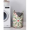 Ambesonne Christmas Laundry Bag, Xmas Town with Buildings and Winter Season Snowing Landscape Illustration, Hamper Basket with Handle Drawstring Closure for Laundromats, 13″ x 19″, Pale Blue Pearl(Pale Green Pale Vermilion)