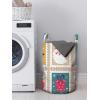 Ambesonne Christmas Laundry Bag, Xmas Town with Buildings and Winter Season Snowing Landscape Illustration, Hamper Basket with Handle Drawstring Closure for Laundromats, 13″ x 19″, Pale Blue Pearl(Tan Multicolor)