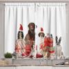 Ambesonne Christmas Long Kitchen Curtains, Traditional Design Holly Berry Branches Snow and Bokeh Effect Print, Two Panels Drapes with Rod Pocket Room Decor, 55″ x 45″, White Red(White Brown)