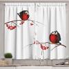 Ambesonne Christmas Long Kitchen Curtains, Traditional Design Holly Berry Branches Snow and Bokeh Effect Print, Two Panels Drapes with Rod Pocket Room Decor, 55″ x 45″, White Red(White Black)