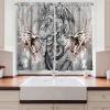 Ambesonne Christmas Long Kitchen Curtains, Traditional Design Holly Berry Branches Snow and Bokeh Effect Print, Two Panels Drapes with Rod Pocket Room Decor, 55″ x 45″, White Red(Grey Umber)