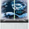 Ambesonne Christmas Long Kitchen Curtains, Traditional Design Holly Berry Branches Snow and Bokeh Effect Print, Two Panels Drapes with Rod Pocket Room Decor, 55″ x 45″, White Red(Pale Grey and Pale Blue)