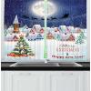 Ambesonne Christmas Long Kitchen Curtains, Traditional Design Holly Berry Branches Snow and Bokeh Effect Print, Two Panels Drapes with Rod Pocket Room Decor, 55″ x 45″, White Red(Navy White)