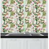 Ambesonne Christmas Long Kitchen Curtains, Traditional Design Holly Berry Branches Snow and Bokeh Effect Print, Two Panels Drapes with Rod Pocket Room Decor, 55″ x 45″, White Red(Vermilion Yellow Green)