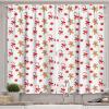 Ambesonne Christmas Long Kitchen Curtains, Traditional Design Holly Berry Branches Snow and Bokeh Effect Print, Two Panels Drapes with Rod Pocket Room Decor, 55″ x 45″, White Red(Orange Brown)