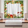 Ambesonne Christmas Long Kitchen Curtains, Traditional Design Holly Berry Branches Snow and Bokeh Effect Print, Two Panels Drapes with Rod Pocket Room Decor, 55″ x 45″, White Red(Red Vermilion)