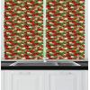 Ambesonne Christmas Long Kitchen Curtains, Traditional Design Holly Berry Branches Snow and Bokeh Effect Print, Two Panels Drapes with Rod Pocket Room Decor, 55″ x 45″, White Red(Green Red)