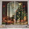 Ambesonne Christmas Long Kitchen Curtains, Traditional Design Holly Berry Branches Snow and Bokeh Effect Print, Two Panels Drapes with Rod Pocket Room Decor, 55″ x 45″, White Red(Green Orange)
