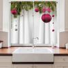 Ambesonne Christmas Long Kitchen Curtains, Traditional Design Holly Berry Branches Snow and Bokeh Effect Print, Two Panels Drapes with Rod Pocket Room Decor, 55″ x 45″, White Red(Magenta Green)