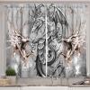 Ambesonne Christmas Long Kitchen Curtains, Traditional Design Holly Berry Branches Snow and Bokeh Effect Print, Two Panels Drapes with Rod Pocket Room Decor, 55″ x 45″, White Red(Grey Umber)