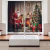 Ambesonne Christmas Long Kitchen Curtains, Traditional Design Holly Berry Branches Snow and Bokeh Effect Print, Two Panels Drapes with Rod Pocket Room Decor, 55″ x 45″, White Red(Red Beige)