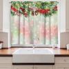 Ambesonne Christmas Long Kitchen Curtains, Traditional Design Holly Berry Branches Snow and Bokeh Effect Print, Two Panels Drapes with Rod Pocket Room Decor, 55″ x 45″, White Red(Brown Green)