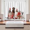 Ambesonne Christmas Long Kitchen Curtains, Traditional Design Holly Berry Branches Snow and Bokeh Effect Print, Two Panels Drapes with Rod Pocket Room Decor, 55″ x 45″, White Red(White Brown)